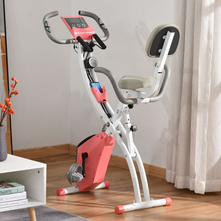 Folding exercise bike - 2-in-1 trainer with LCD and 8 resistance levels