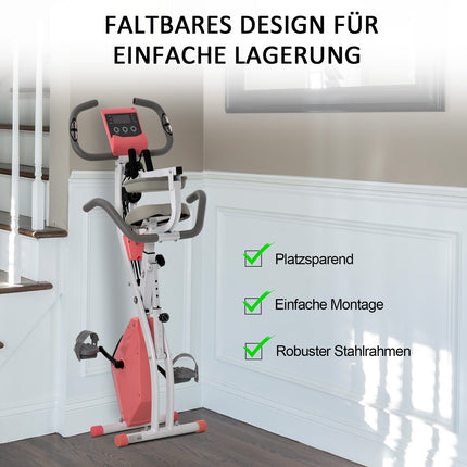Folding exercise bike - 2-in-1 trainer with LCD and 8 resistance levels