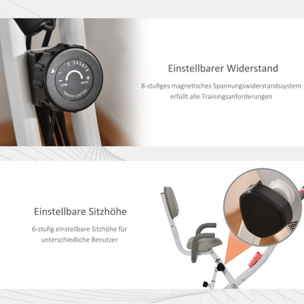 Folding exercise bike - 2-in-1 trainer with LCD and 8 resistance levels