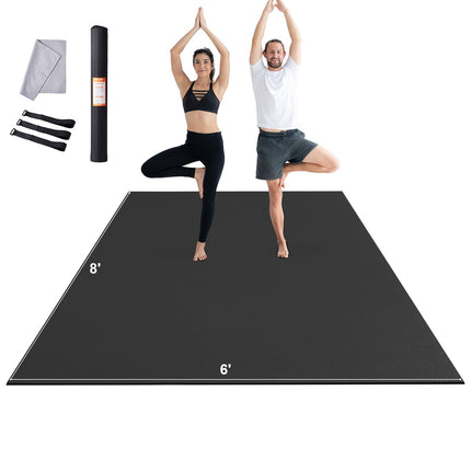 Exercise Mat 8x6 ft, Non-Slip PVC, 7mm Thick