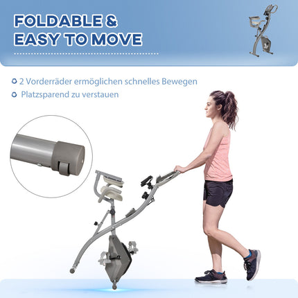 Exercise bike - adjustable resistance, compact design