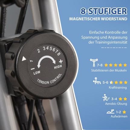 Exercise bike - adjustable resistance, compact design