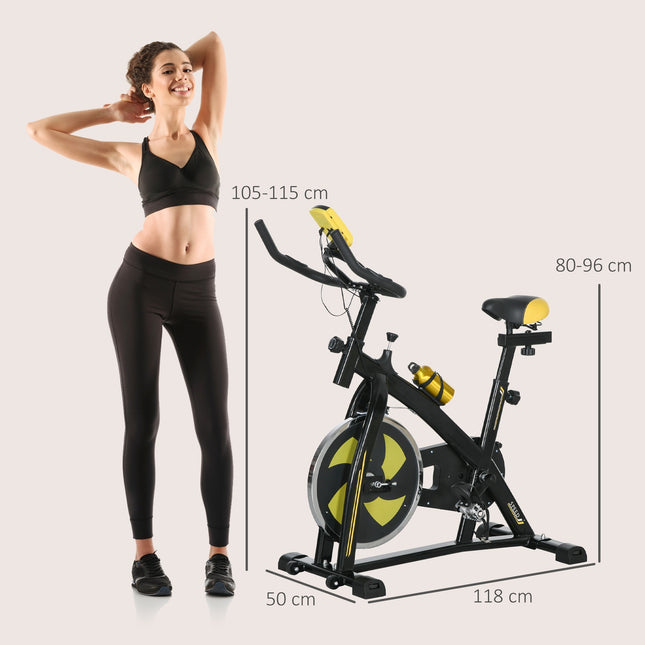 Hometrainer, stil, verstelbare weerstand, hartslagsensor, monitor, geel