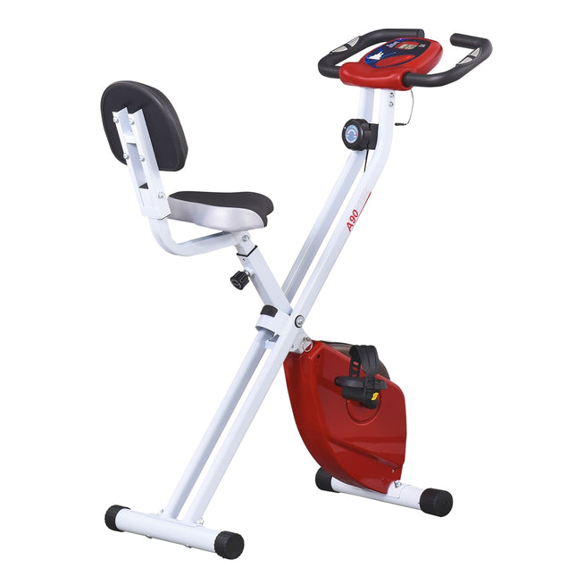 Hometrainer Fietstrainer Met 8 Niveaus Verstelbare Magneetweerstand, In Hoogte Verstelbaar Staal Rood + Wit 43 X 97 X 109 Cm