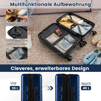 Expandable 20"" Lightweight PC Hardshell Luggage with USB Port