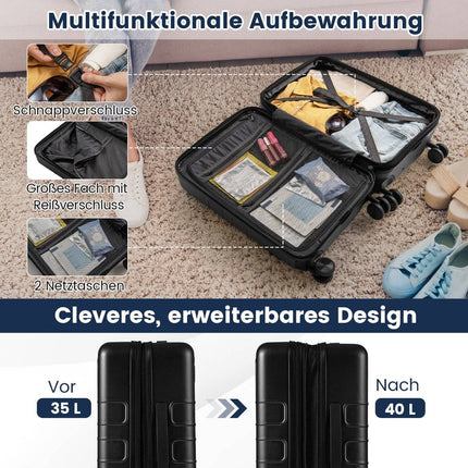 Expandable 20"" Lightweight PC Hardshell Suitcase with USB Port