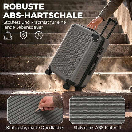 Expandable 66cm ABS Spinner Suitcase with TSA Lock, Dark Grey