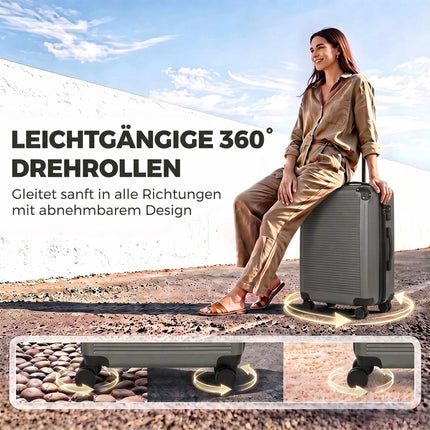 Expandable 66cm ABS Spinner Suitcase with TSA Lock, Dark Grey
