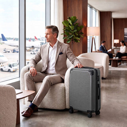Expandable 66cm ABS Spinner Suitcase with TSA Lock, Dark Grey