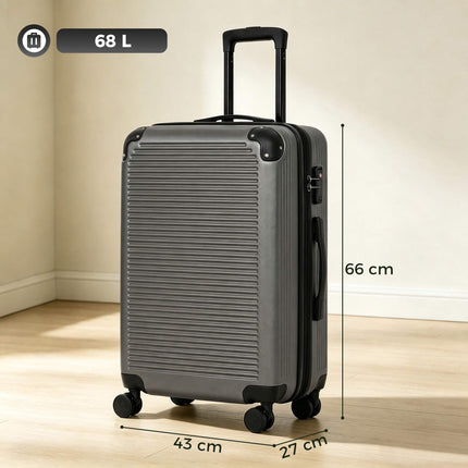 Expandable 66cm ABS Spinner Suitcase with TSA Lock, Dark Grey
