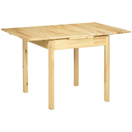 Folding wooden table for 2-4 people, natural finish, 120x80x75cm