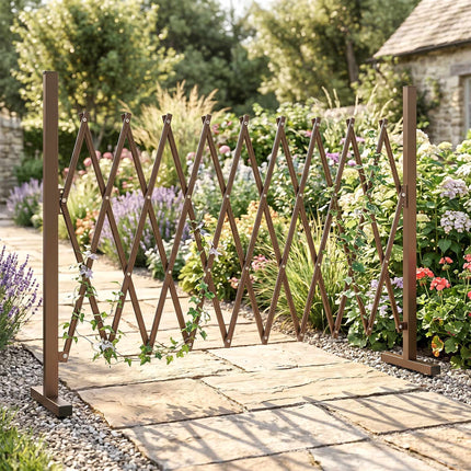 Expandable Garden Fence, Aluminum-Iron, Brown, 31-250cm