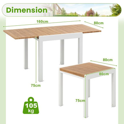 Expandable Patio Dining Table, Aluminum, 4–6 Person