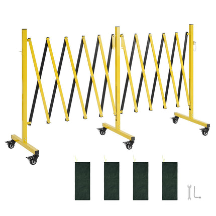 Expandable Safety Barricade, 18ft, Locking Casters