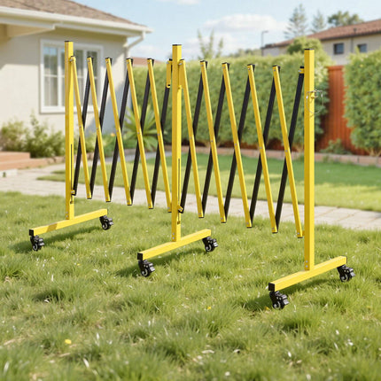 Expandable Safety Barricade, 18ft, Locking Casters