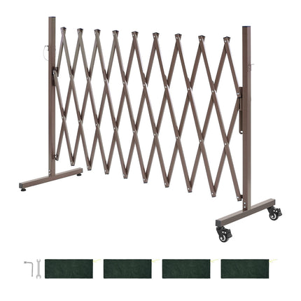 Expandable Safety Barrier 10 ft, Foldable, Locking Casters