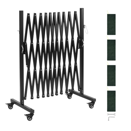 Expandable Safety Barrier 11 Ft, Folding, Locking Casters