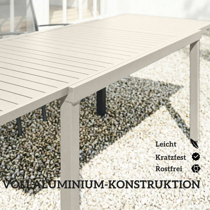 Extendable Aluminum Garden Dining Table for 6-8 People