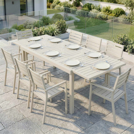 Extendable Aluminum Garden Dining Table for 6-8 People