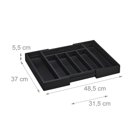 Extendable Bamboo Cutlery Tray in Black