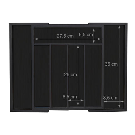 Extendable Bamboo Cutlery Tray in Black