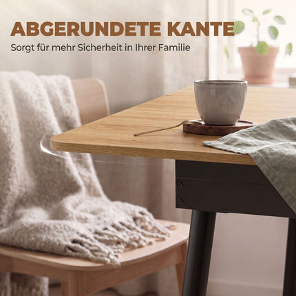 Extendable Dining Table 130–160 cm with Rounded Corners, Oak Look, Black