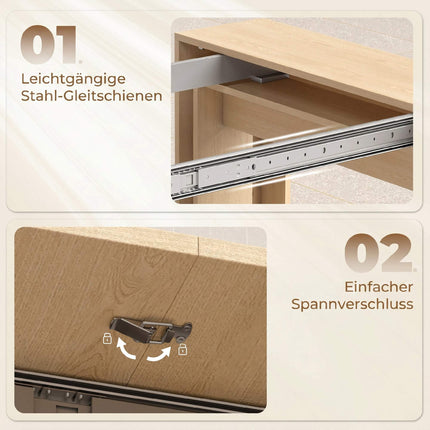 Extendable Dining Table, 48–240 cm, Seats 10, Light Brown