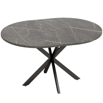 Extendable Dining Table, Industrial Style, Black MDF
