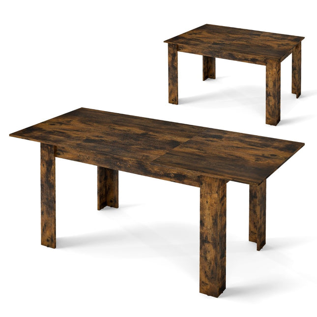 Extendable Dining Table, Seats 4-6, Rustic Brown, 110kg Capacity