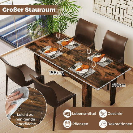 Extendable Dining Table, Seats 4-6, Rustic Brown, 110kg Capacity