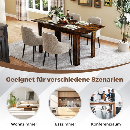 Extendable Dining Table, Seats 4-6, Rustic Brown, 110kg Capacity