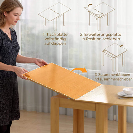 Extendable Dining Table, Space-Saving for 4–6 People