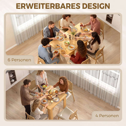 Extendable Dining Table, Space-Saving for 4–6 People