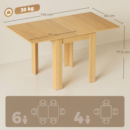 Extendable Dining Table, Space-Saving for 4–6 People