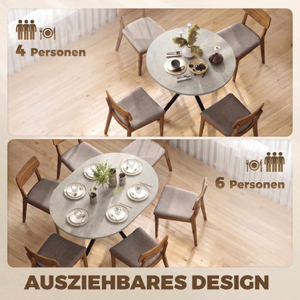 Extendable Dining Table for 4–6, Gray Industrial Style