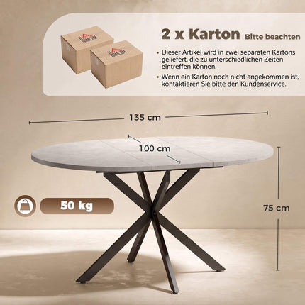 Extendable Dining Table for 4–6, Gray Industrial Style