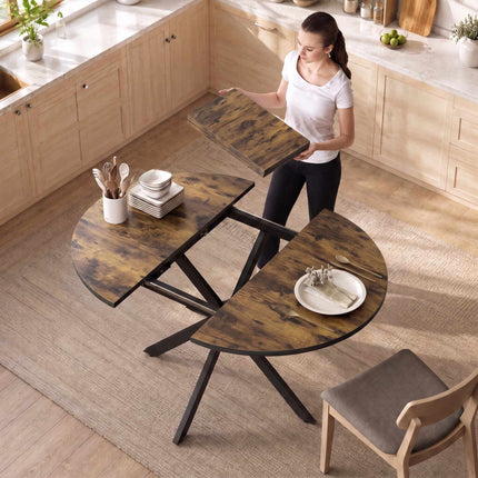 Extendable Dining Table for 4–6, Rustic Brown Industrial Design