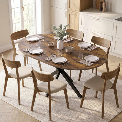 Extendable Dining Table for 4–6, Rustic Brown Industrial Design