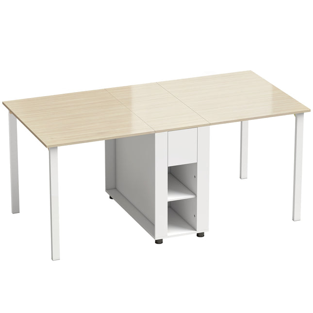 Extendable Dining Table for 6, 168 cm with Drawers & Shelves