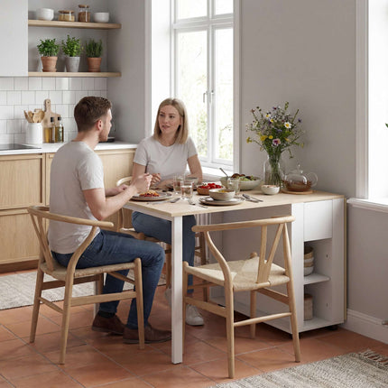 Extendable Dining Table for 6, 168 cm with Drawers & Shelves