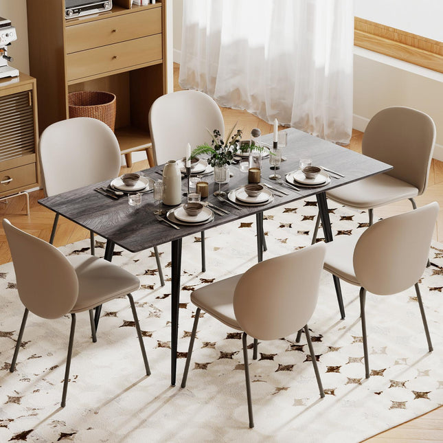 Extendable Dining Table for 6-8, Steel Legs, MDF Top