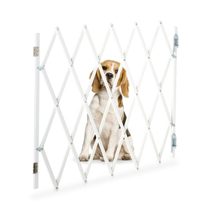 Extendable Dog Barrier, White, Bamboo, Adjustable Width