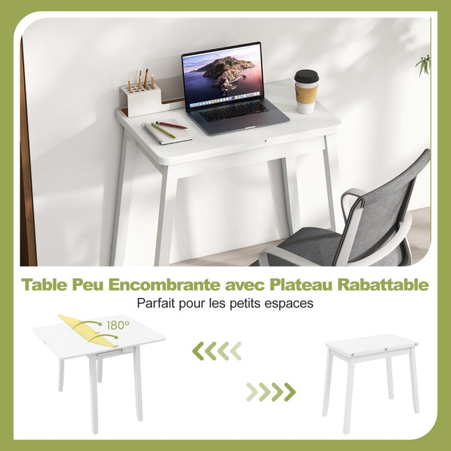 Extendable Folding Dining Table With Storage, Seats 4, White