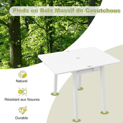Extendable Folding Dining Table With Storage, Seats 4, White