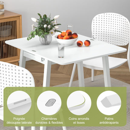 Extendable Folding Dining Table With Storage, Seats 4, White