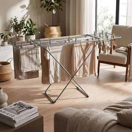 Extendable Metal Clothes Drying Rack, 18m, Grey