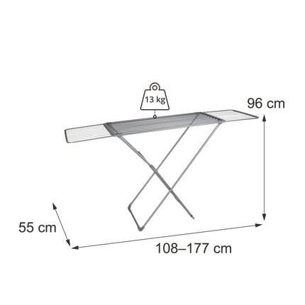 Extendable Metal Clothes Drying Rack, 18m, Grey
