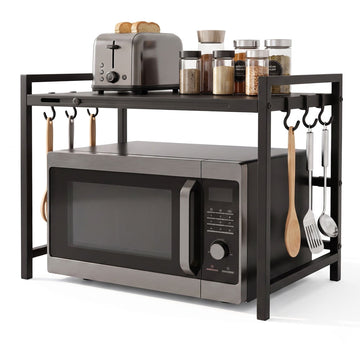 Extendable Metal Microwave Shelf with Adjustable Width