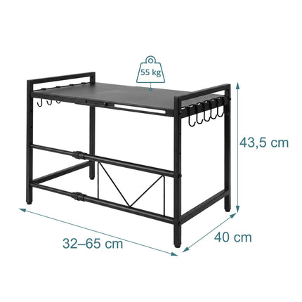 Extendable Metal Microwave Shelf with Adjustable Width