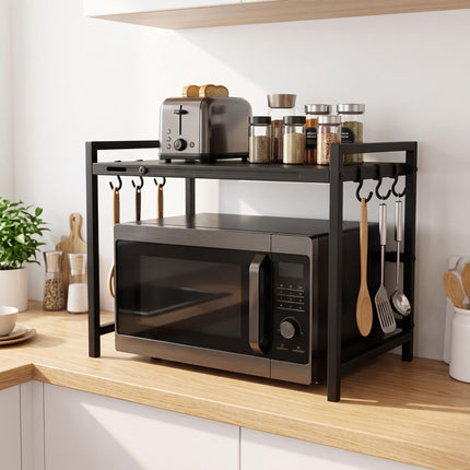 Extendable Metal Microwave Shelf with Adjustable Width